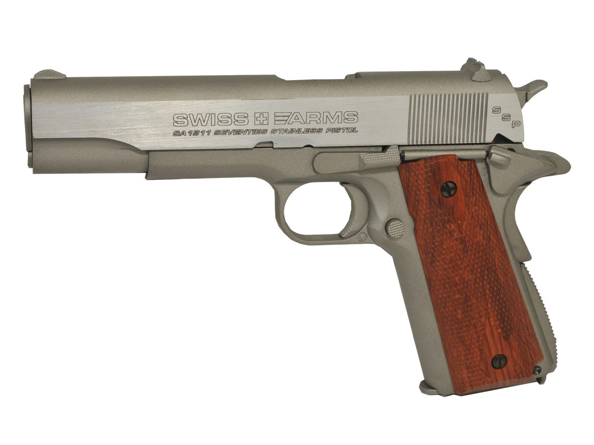 Swiss Arms SA 1911 SSP CO2 BB Pistol, Brown Grips - Caliber 0.177 - FPS 320
