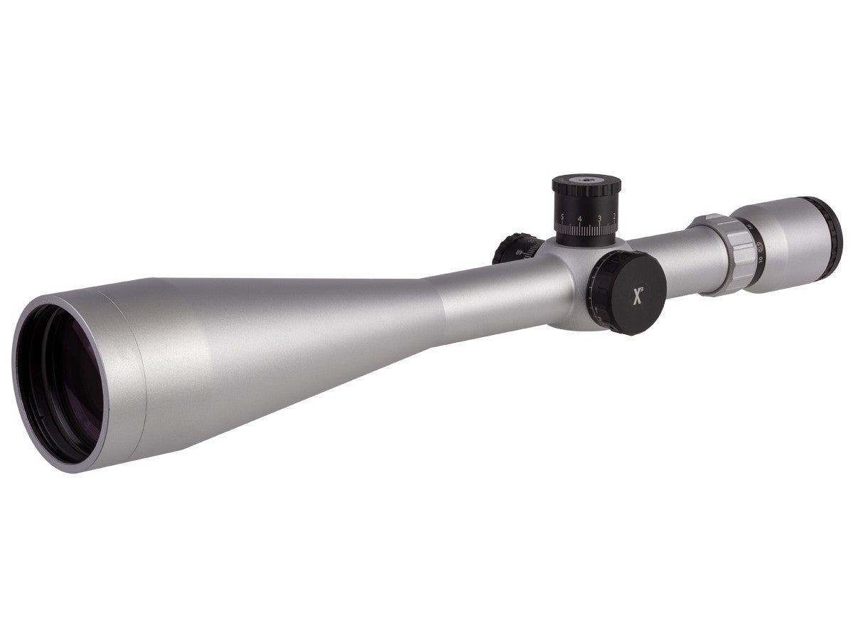 Falcon 10-50x60 X50 FT Fine Focus, MOA200 SFP Reticle, 1/8 MOA, Silver
