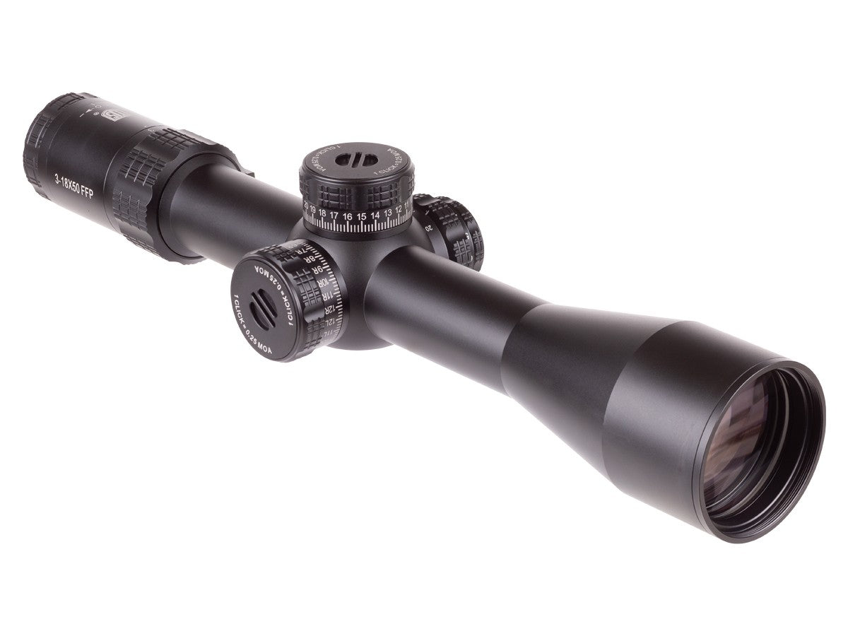 JTS 3-18x50 Shadow Series IR FFP Riflescope, 1/4 MOA, 34mm Tube