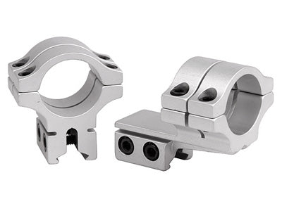 BKL 1" Rings, 3/8" or 11mm Dovetail, Double Strap, Offset, Silver