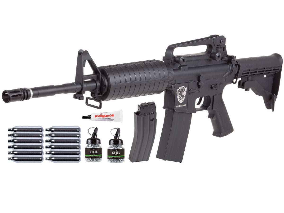 HellBoy .177 CO2 BB Tactical Air Rifle Kit, Firearm Replica - Caliber 0.177 - FPS 495