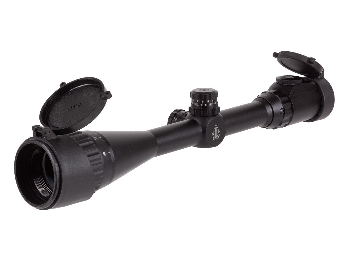 UTG 4-16x40 AO Rifle Scope, EZ-TAP, Illuminated Mil-Dot Reticle, 1/4 MOA, 1" Tube, See-Thru Weaver Rings