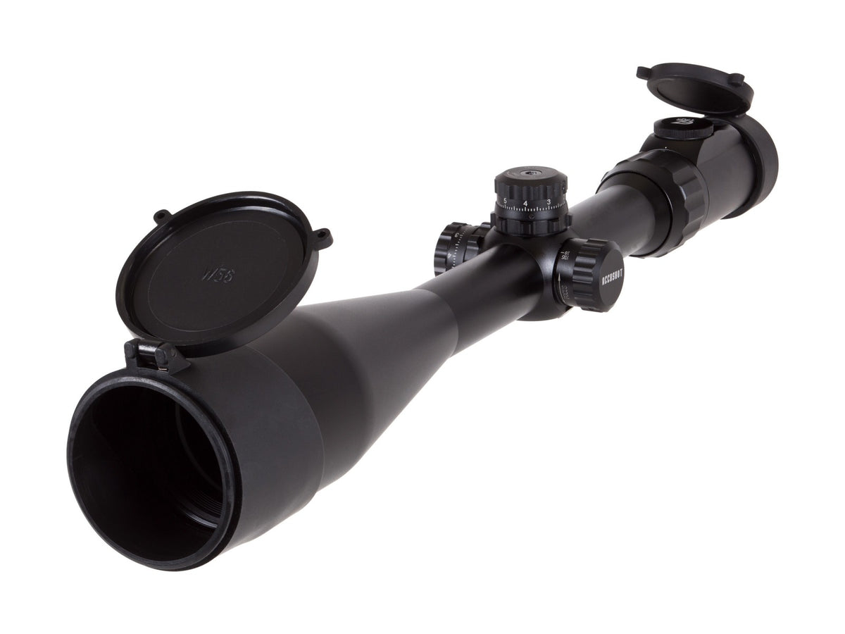 UTG 8-32x56 AO Rifle Scope, EZ-TAP, Ill. G4 Dot Reticle, 1/8 MOA, 30mm Tube, Max Strength Twist Lock Picatinny/Weaver Rings