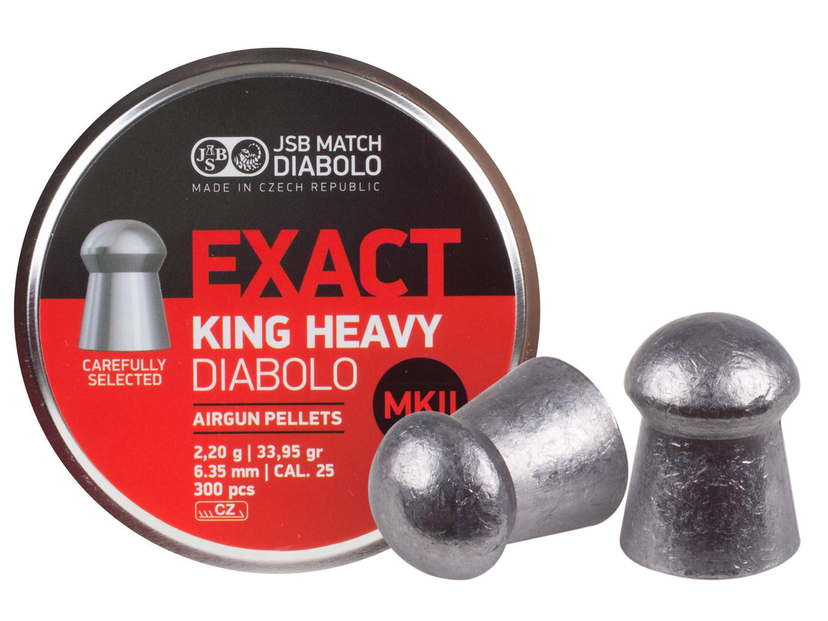 JSB Match Diabolo Exact King MKII Heavy .25 Cal, 33.95 Grains, Domed, 300ct - Caliber 0.25