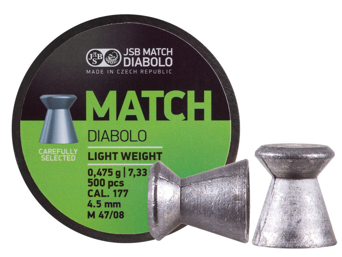 JSB Green Match Light Weight .177 Cal, 7.72 Grains, Wadcutter, 500ct - Caliber 0.177