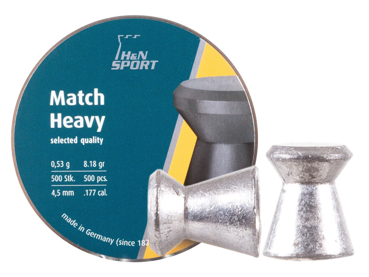H&N Match Heavy .177 Cal, 8.18 Grains, 4.50mm, Wadcutter, 500ct - Caliber 0.177