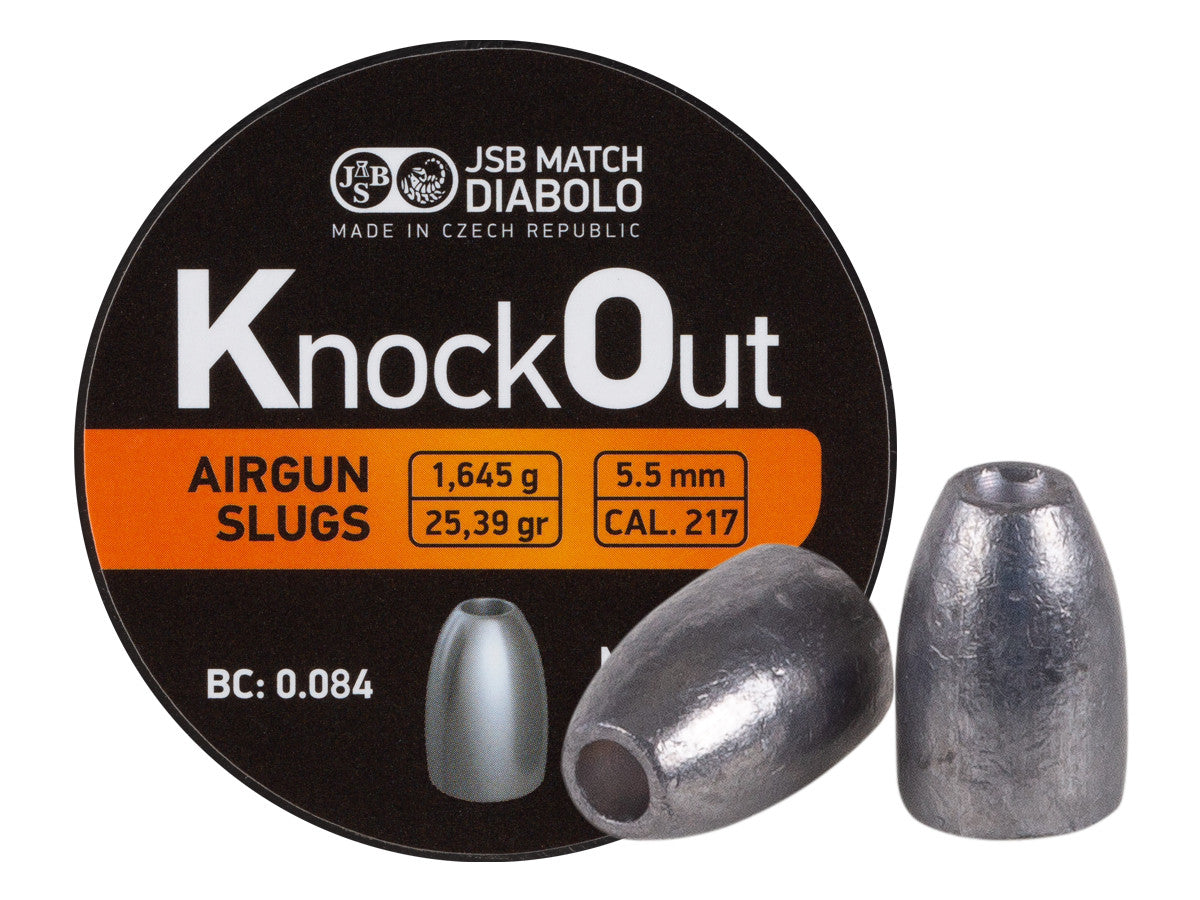 JSB KnockOut Slugs .217 Cal, 25.39gr, Hollowpoint, 200ct - Caliber 0.22