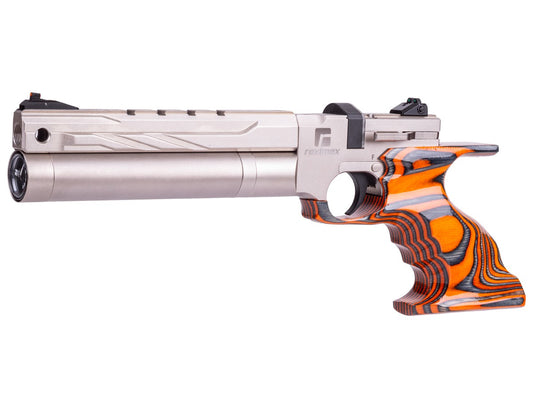 Reximex RPA PCP Air Pistol, Silver Frame, Orange Laminated, .177 cal - FPS 610 — image 1