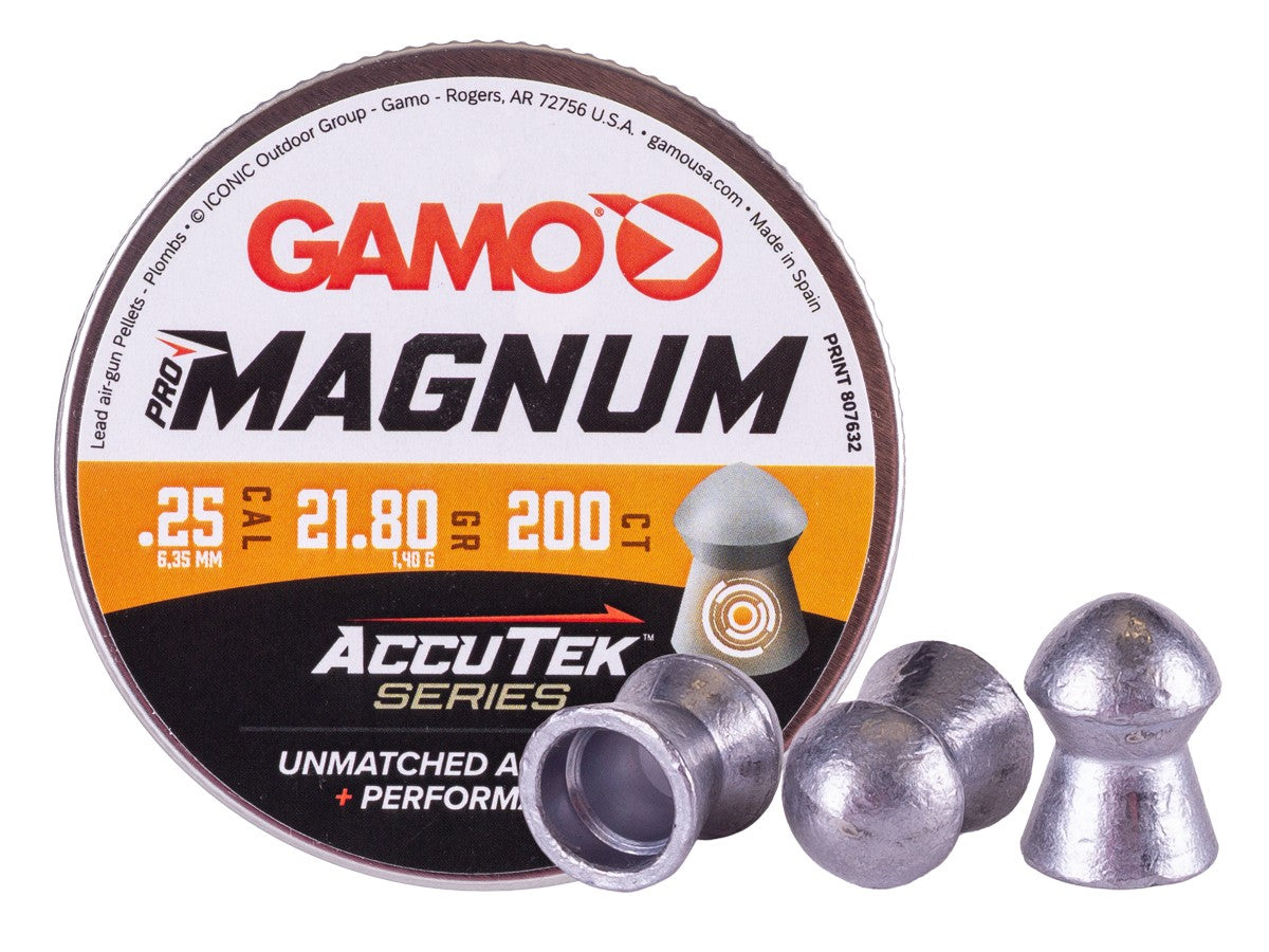 Gamo AccuTek Series Pro Magnum .25 Cal, 21.8gr, Domed, 200ct — image 1