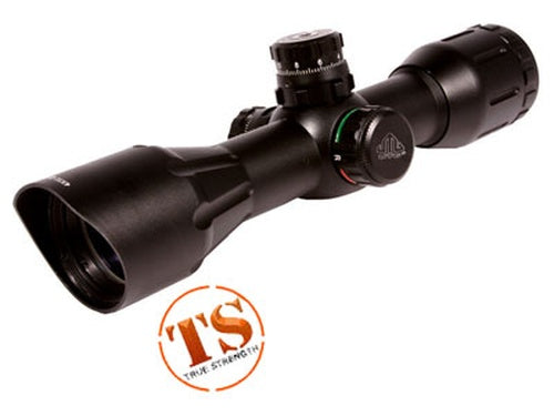 UTG 4x32 Wide-Angle Crossbow Scope, Illuminated 5-Step Reticle, 1/4 MOA, 1" Tube, Low Max Strength Lever Lock Weaver Rings — image 1