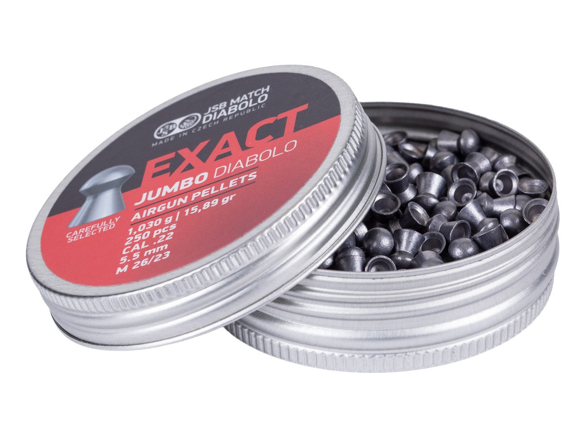 JSB Match Exact Jumbo Diabolo Pellets, .22 Cal, 15.89 Grains, Domed, 250ct, 5.51mm — image 2