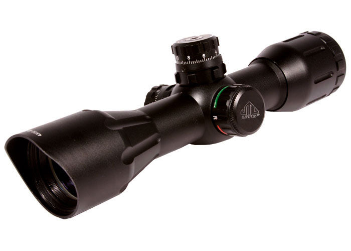 UTG 4x32 Wide-Angle Crossbow Scope, Illuminated 5-Step Reticle, 1/4 MOA, 1" Tube, Low Max Strength Lever Lock Weaver Rings — image 2