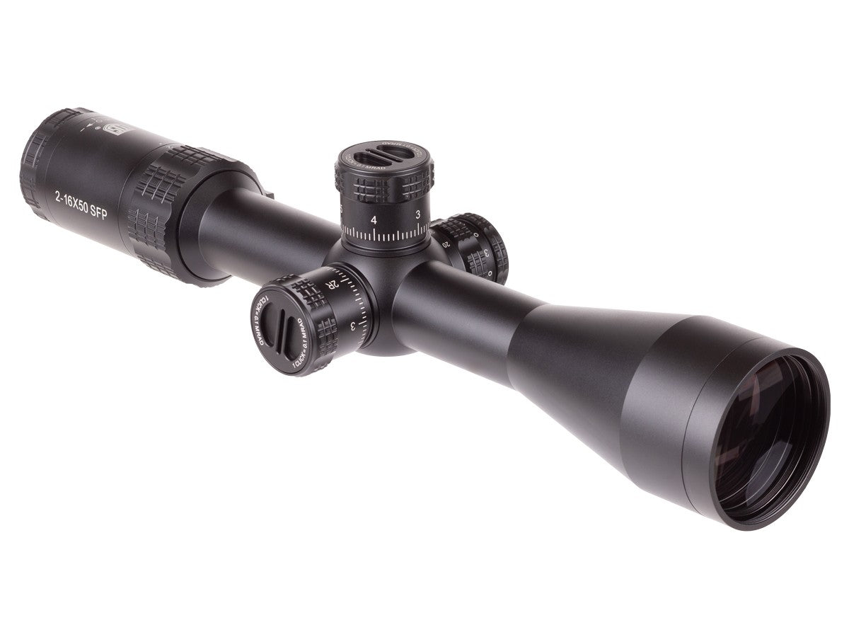 JTS 2-16x50 Shadow Series IR SFP Riflescope, .1 MRAD, 30mm Tube