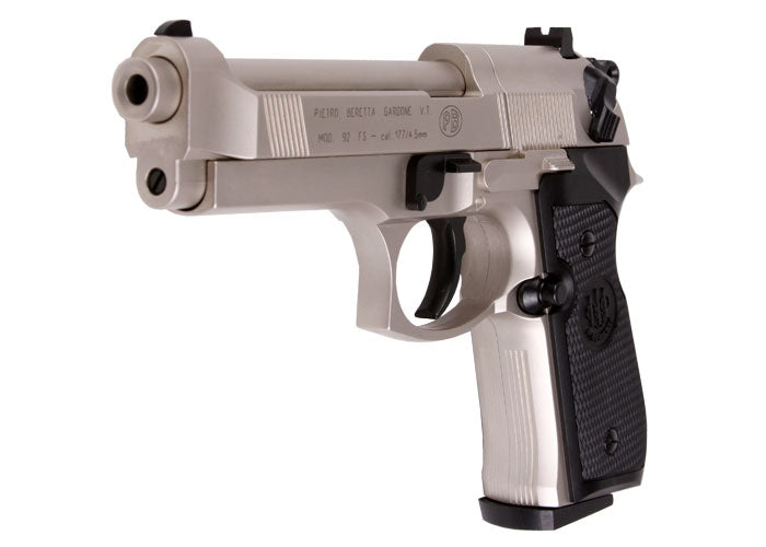 Beretta 92FS, Nickel, Black Grips - Caliber 0.177 - FPS 425