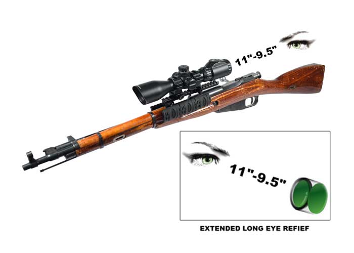 2-7x44 AO Accushot Scout SWAT Rifle Scope, EZ-TAP, Ill. Mil-Dot Reticle, 1/4 MOA, 30mm Tube, Weaver Rings