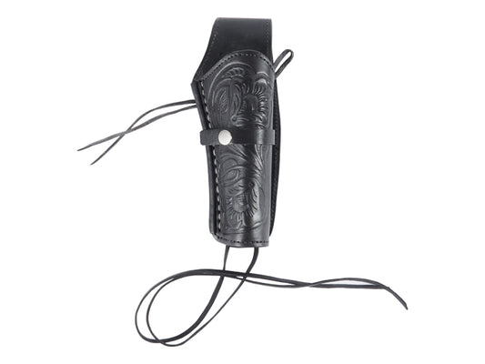 Hand-Tooled Leather Holster, 6", Black, Right Hand