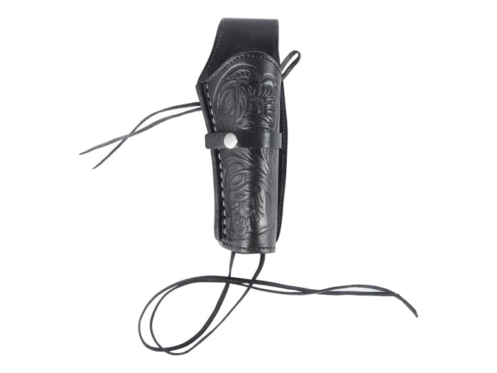 Hand-Tooled Leather Holster, 6", Black, Left Hand
