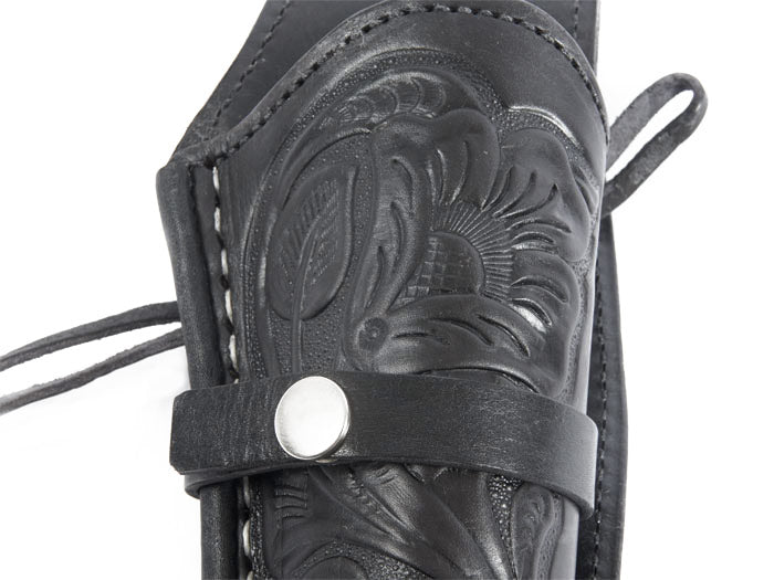 Hand-Tooled Leather Holster, 6", Black, Right Hand