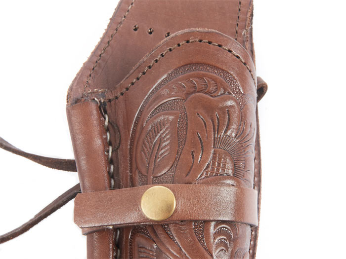 Hand-Tooled Leather Holster, 6", Chocolate, Right Hand
