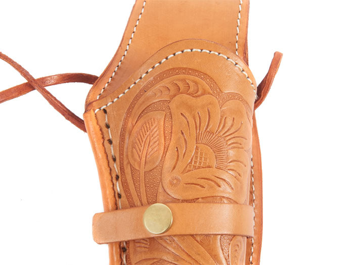 Hand-Tooled Leather Holster, 6", Natural, Right Hand
