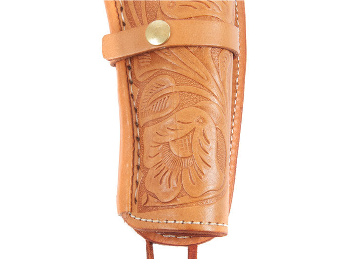Hand-Tooled Leather Holster, 6", Natural, Right Hand