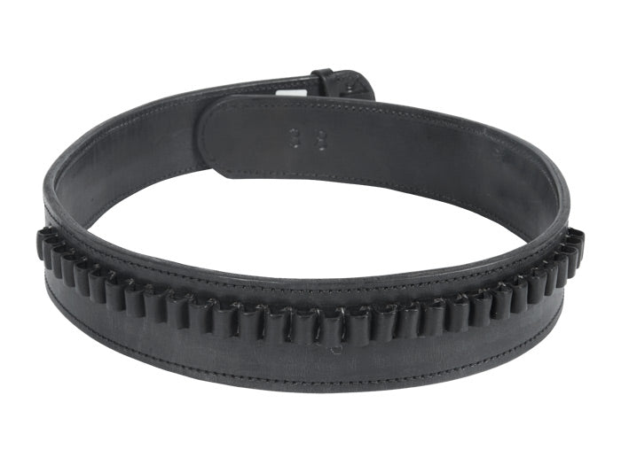Gun Belt, 48-52" Waist, .38-Cal Loops, 2.5" Wide, Black Leather