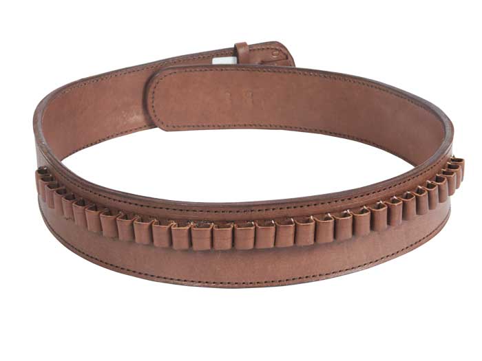 Gun Belt, 48-52" Waist, .38-Cal Loops, 2.5" Wide, Chocolate Leather