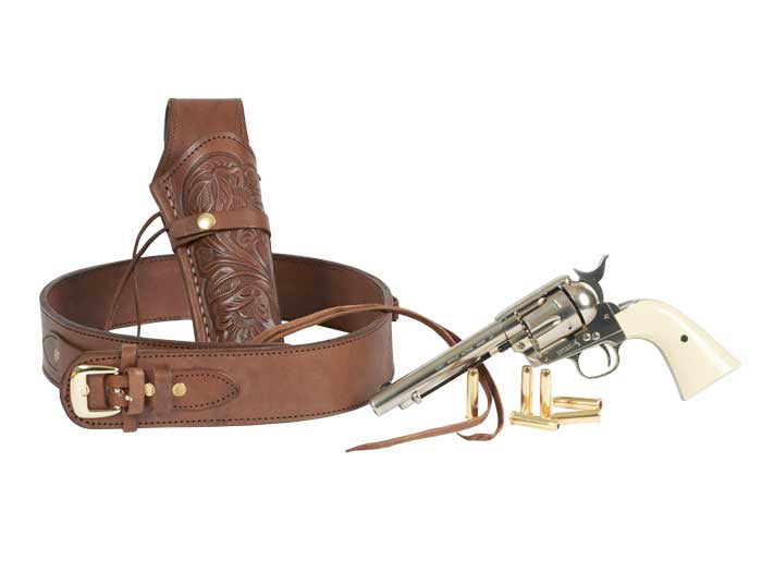 Gun Belt, 42-46" Waist, .38-Cal Loops, 2.5" Wide, Chocolate Leather