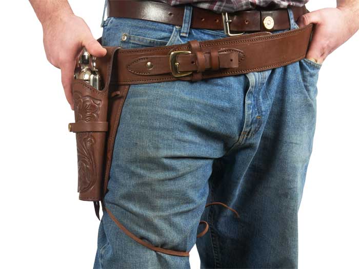 Gun Belt, 42-46" Waist, .38-Cal Loops, 2.5" Wide, Chocolate Leather