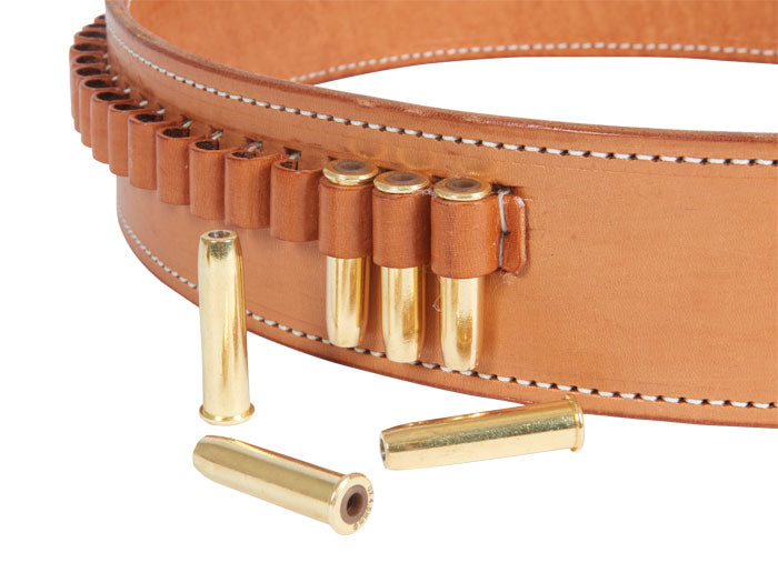 Gun Belt, 48-52" Waist, .38-Cal Loops, 2.5" Wide, Natural Leather