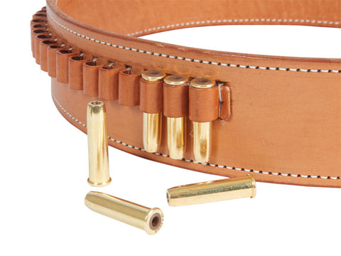 Gun Belt, 48-52&quot; Waist, .38-Cal Loops, 2.5&quot; Wide, Natural Leather
