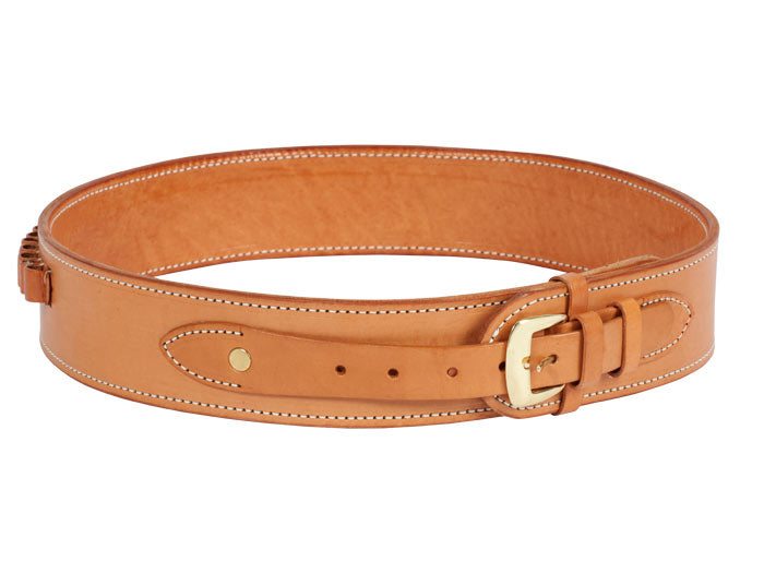 Gun Belt, 48-52" Waist, .38-Cal Loops, 2.5" Wide, Natural Leather