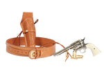 Gun Belt, 42-46&quot; Waist, .38-Cal Loops, 2.5&quot; Wide, Natural Leather