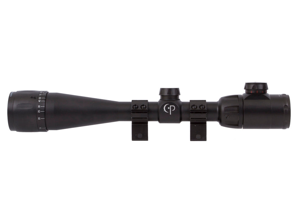 CenterPoint 4-16x40 AO Rifle Scope, Illuminated TAG-Style Reticle, 1" Tube, Picatinny Rings