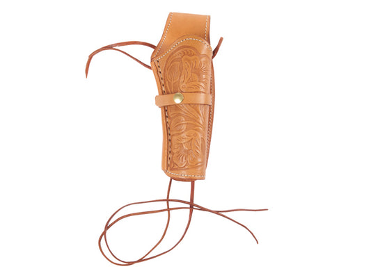 Hand-Tooled Leather Holster, 6", Natural, Right Hand
