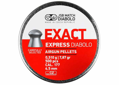 JSB Match Exact Express Diabolo, .177 Cal, 7.87 Grains, Domed, 500ct - Caliber 0.177