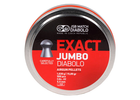 JSB Diabolo Exact Jumbo .22 Cal, 15.89 Grains, Domed, 500ct - Caliber 0.22