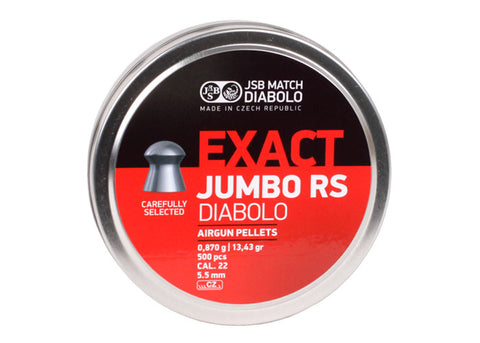 JSB Match Diabolo Exact Jumbo RS .22 Cal, 13.43 Grains, Domed, 500ct - Caliber 0.22