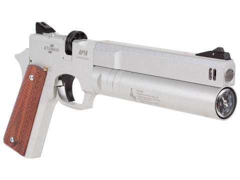 Ataman AP16 Regulated Compact Air Pistol, Silver - Caliber 0.22 - FPS 590