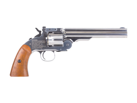 Schofield No. 3 Nickel CO2 BB Revolver, Full Metal - Caliber 0.177 - FPS 445