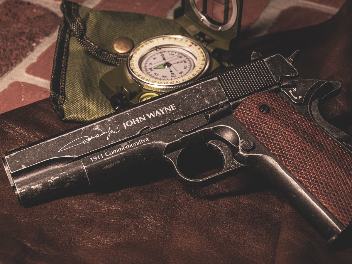 John Wayne 1911 Metal CO2 BB Pistol, Brown Grips - Caliber 0.177 - FPS 320