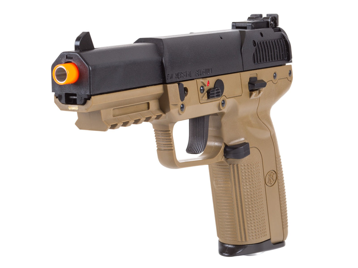 FN Herstal Five-Seven CO2 Blowback Airsoft Pistol, Tan/Black - Caliber 0.24 - FPS 328