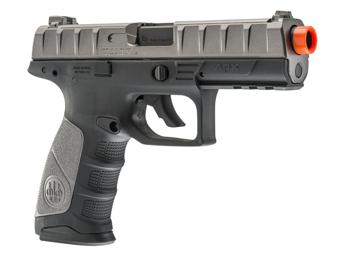 Beretta APX CO2 Metal Slide Airsoft Pistol, Black/Silver Caliber 0.2