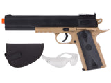 Colt 1911 Spring Airsoft Kit,  Black & Tan - Caliber 0.24 - FPS 300