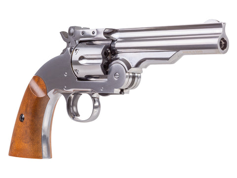 Schofield No. 3 Nickel CO2 BB Revolver, 5" Barrel - Caliber 0.177 - FPS 400