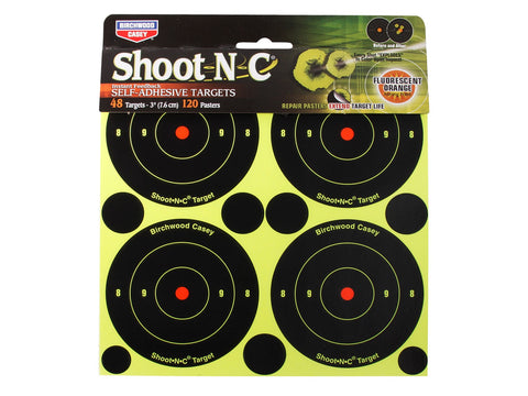 Birchwood Casey Shoot-N-C 3&quot; Targets, 48 Bullseye Targets, 120 Pasters