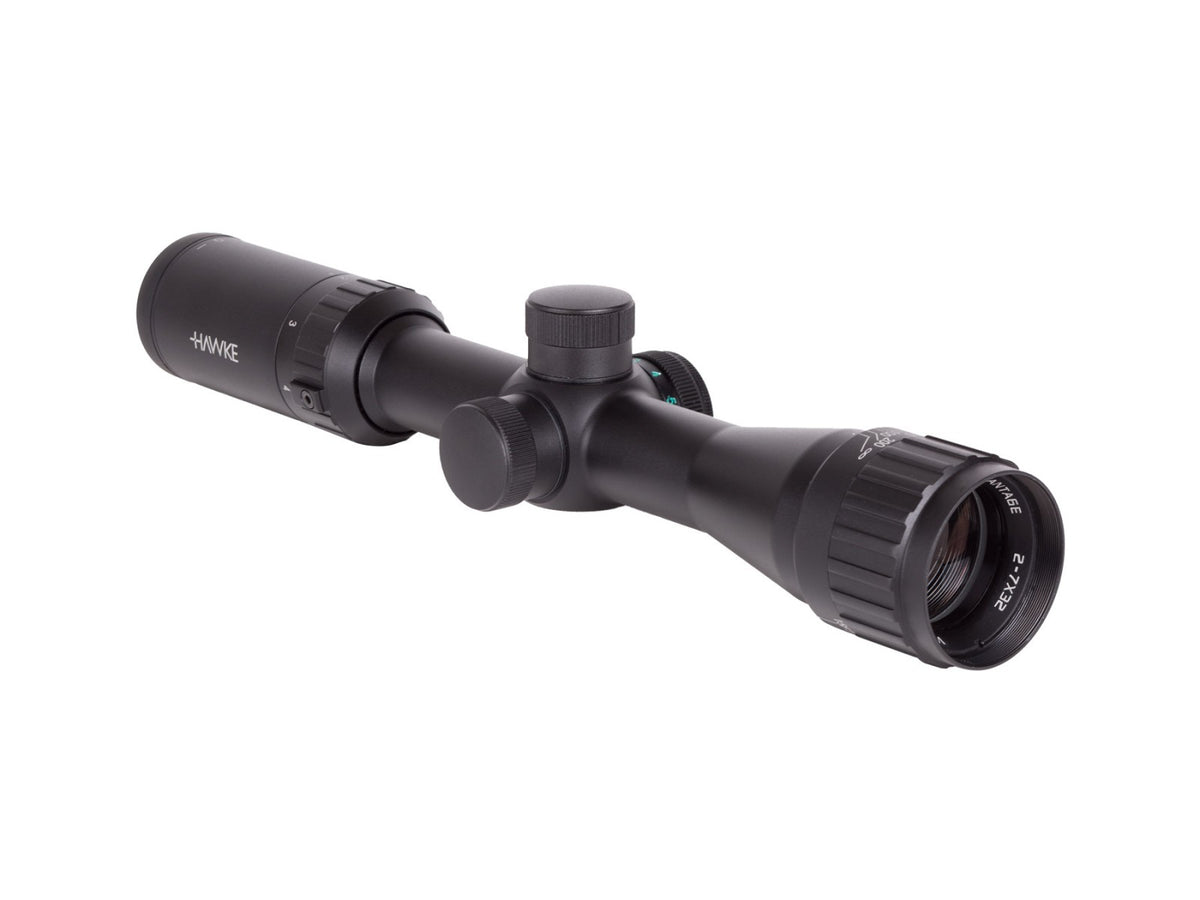 Hawke Sport Optics HD IR Series 2-7x32 AO Rifle Scope, Illuminated Mil-Dot Reticle, 1/4 MOA, 1" Tube