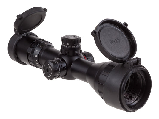 UTG 3-9x32 AO Compact CQB Bug Buster Rifle Scope, Illuminated Mil-Dot Reticle, 1/4 MOA, 1" Tube, Medium Max Strength Lever Lock Weaver Rings