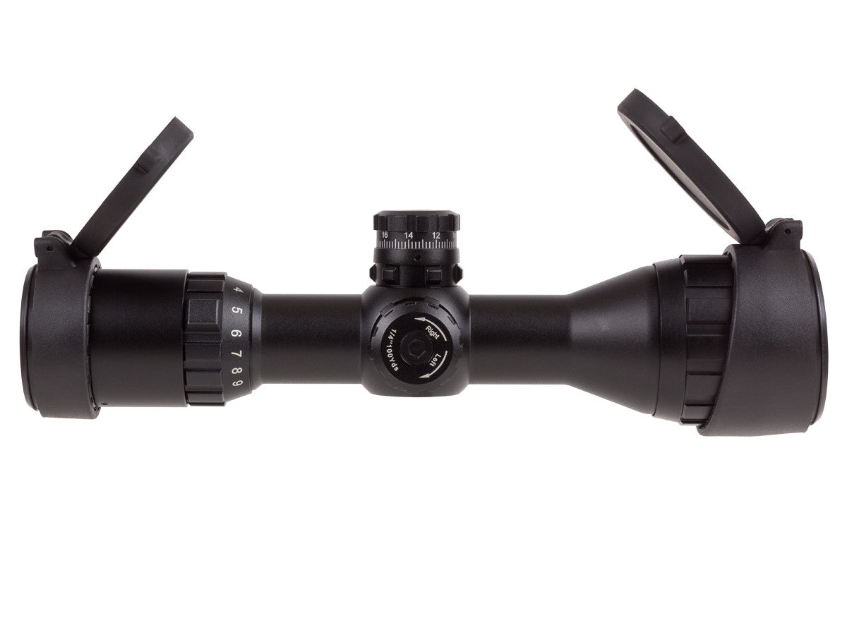 UTG 3-9x32 AO Compact CQB Bug Buster Rifle Scope, Illuminated Mil-Dot Reticle, 1/4 MOA, 1" Tube, Medium Max Strength Lever Lock Weaver Rings