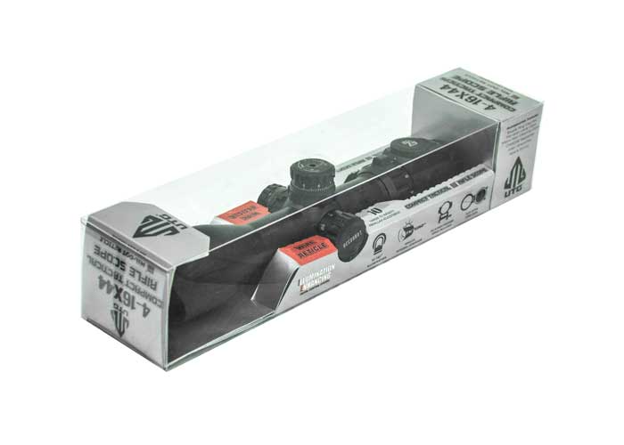 Leapers UTG 4-16x44 AO Accushot SWAT Rifle Scope, EZ-TAP, Illuminated Mil-Dot Reticle, 1/4 MOA, 30mm Tube, Lever-Lock Weaver Rings